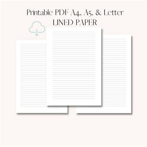 Printable Lined Paper Printable Journal Printable Etsy