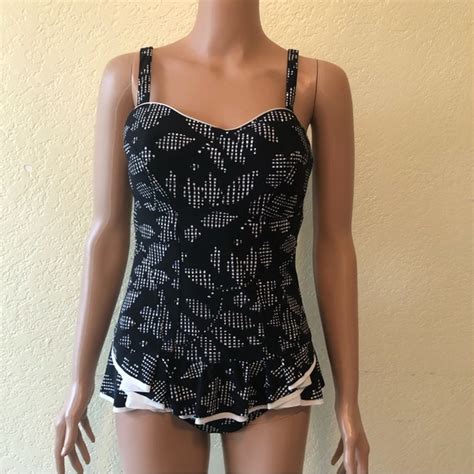 Profile By Gottex Swim Profile By Gottex Womens Size 8d Blackwhite One Piece Swimsuitbaiting