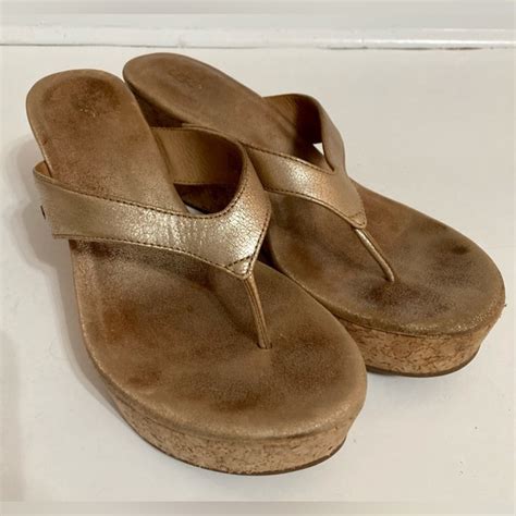 Ugg Shoes Ugg Natassia Cork Wedge Thong Platform Sandals Sz Poshmark