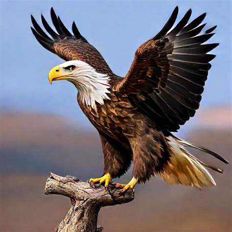 A Bald Eagle With A White Head And Yellow Feet Premium AI Generated Image