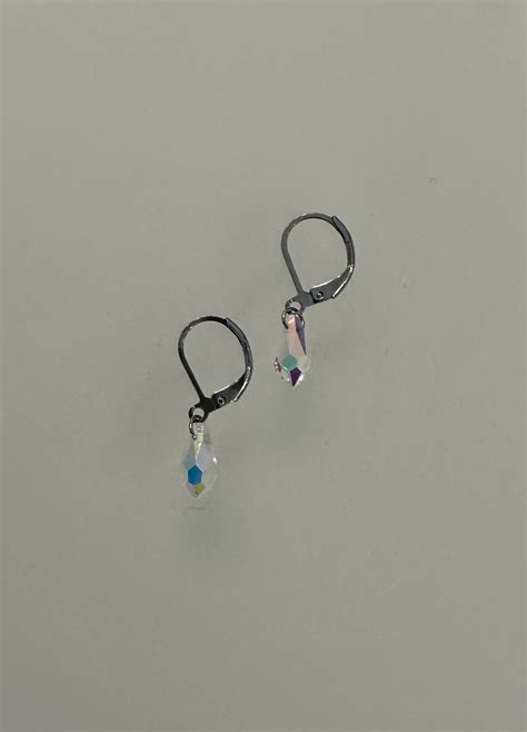 Boucles d oreilles en cristal autrichien montées entièrement en Acier