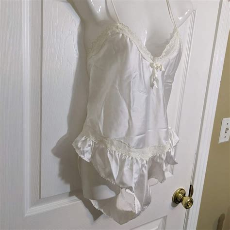 Avian Vintage White Satin Lace Teddy Lingerie Siz Gem