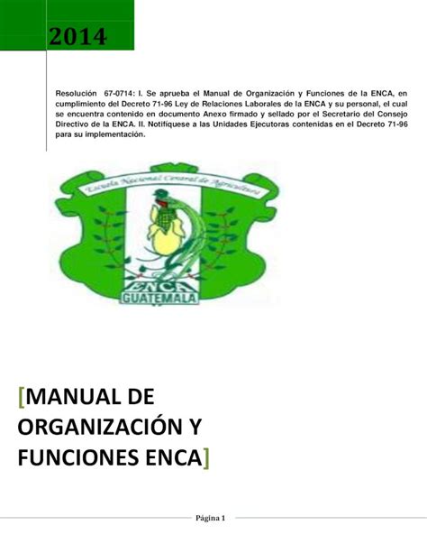 PDF MANUAL DE ORGANIZACIÓN Y FUNCIONES ENCA agrícola y forestal