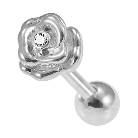 Ohrpiercing Barbell Rose Mit Stein Youlindo