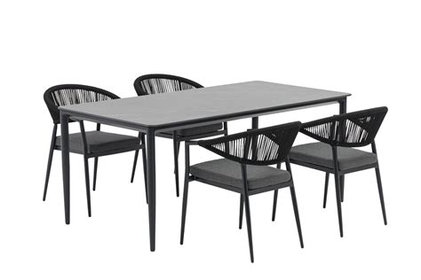 Bo Dining Set Zwart Voor 4 Personen Royal Seasons