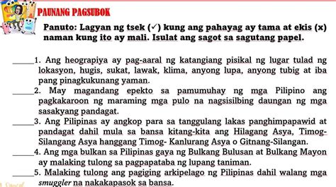 Panuto Basahin Ang Mga Pangungusap Lagyan Ng Tsek Kung Paraan Ito Hot