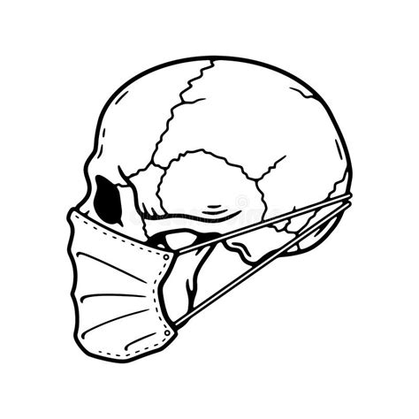 Skull In Medical Mask Black White Stock Vector Illustration Of