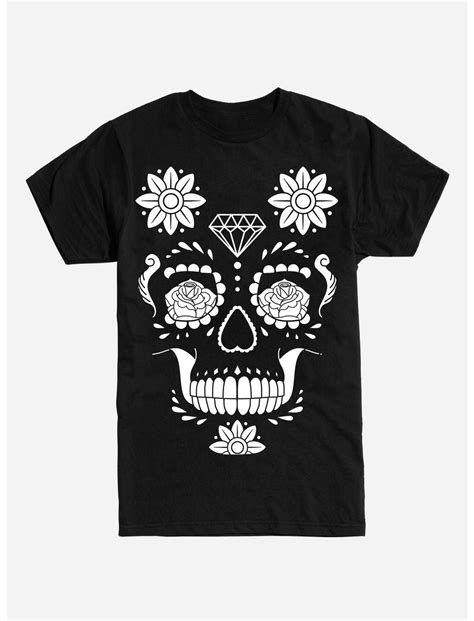 Floral Sugar Skull T Shirt Black Hot Topic