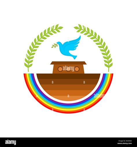 Logo Of Noahs Ark Rainbow A Symbol Of The Covenant Dove With A