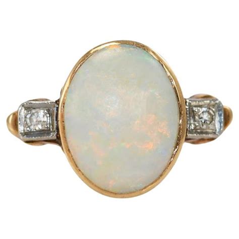 14k Yellow Gold Opal Diamond Ring For Sale At 1stDibs Diamond And