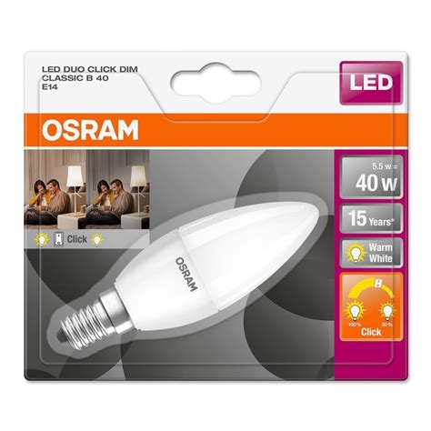 Osram LED Leuchtmittel Kerzenform 5 5W 40W E14 Matt Duo Click Dim D