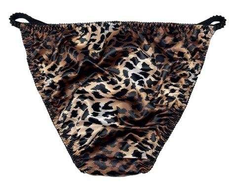 Satin String Bikini Panty Leopard Print S Gem