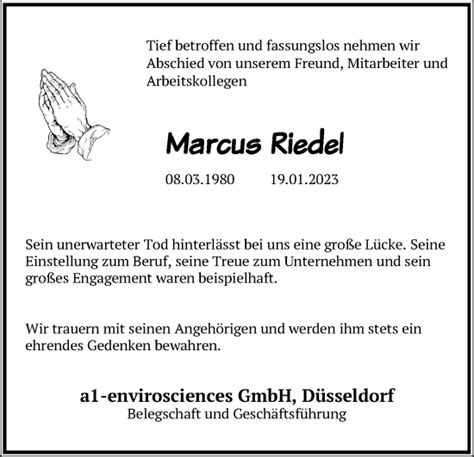 Traueranzeigen Von Marcus Riedel Wirtrauern