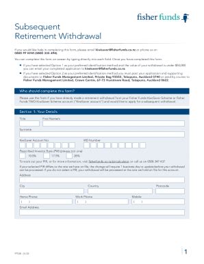 Fillable Online Asb Kiwisaver Subsequent Retirement Withdrawal Form