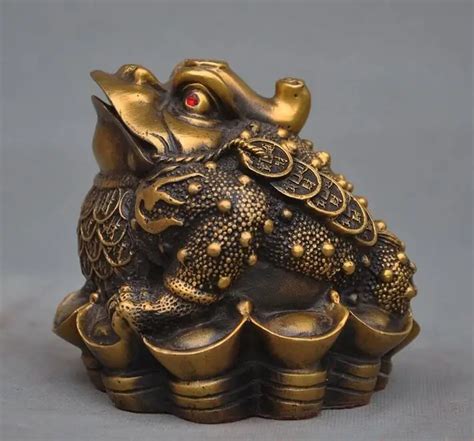 Chinese Fengshui Brass Money Coin Yuanbao Ingot Golden Toad Bufo Frog