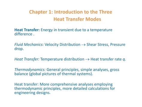 Ppt Chapter Introduction To The Three Heat Transfer Modes