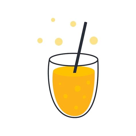 Vaso De Zumo De Naranja Lindo Estilo De Dibujos Animados Vector Premium