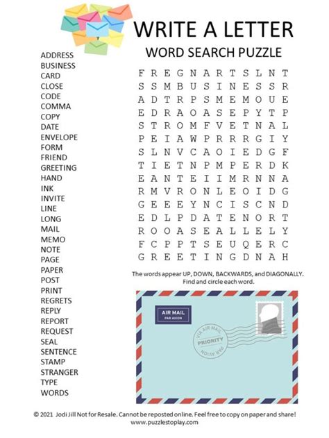 write a Letter Word search Puzzle - Puzzles to Play