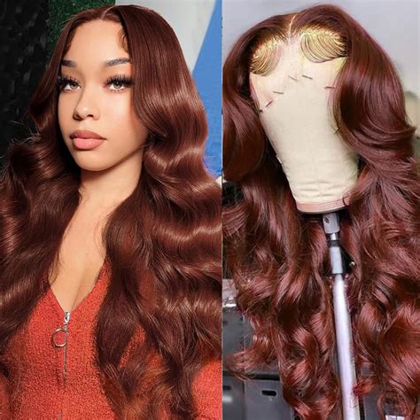 Mupretty Reddish Brown Lace Front Wigs Human Hair 180