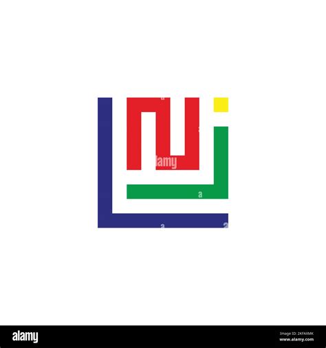 Letter L J And N Square Geometric Symbol Simple Logo Vector Stock