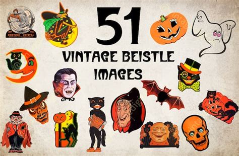 Large Lot Of Printable Retro Vintage Beistle Halloween Etsy