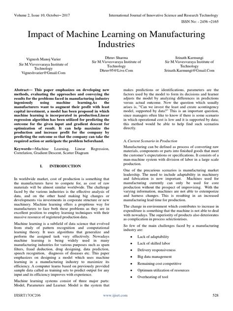 Impact of Machine Learning On Manufacturing Industries | PDF ... 