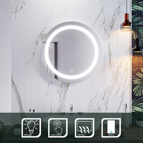 Elegant 600 X 600mm Round Illuminated Led Bathroom Mirror Touch Sensor