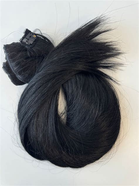 Clip-in Extensions Natural Black Color 23 6ps Realistic - Etsy