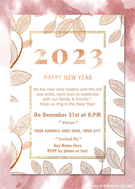 Rose Gold New Year 2023 Invitation Card