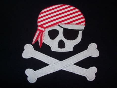 Items Similar To Pirate Skull And Crossbones Appliqued Tee On Etsy