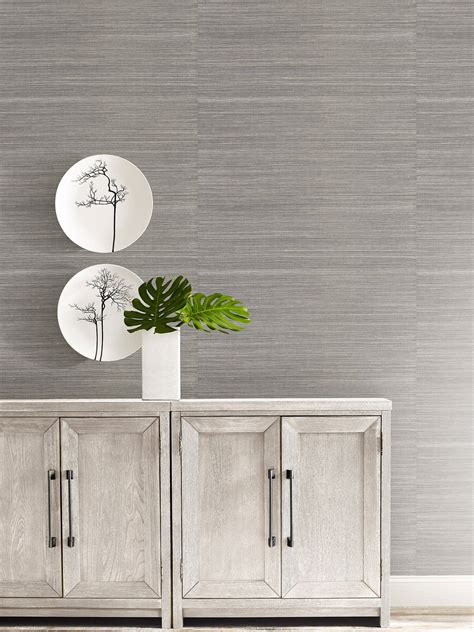 Light Grey Grasscloth Wallpaper