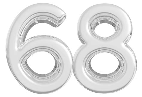 Silver 3d Number 68 36308756 PNG