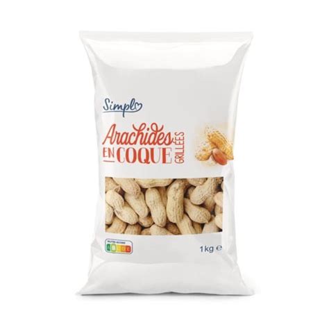 Arachides en coques grillées CARREFOUR SIMPL le sachet de 1kg à Prix