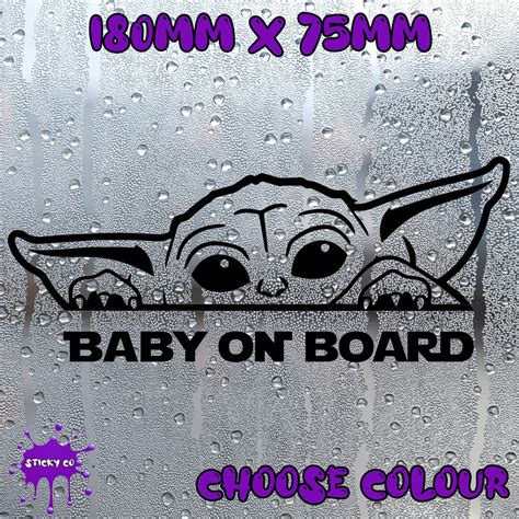 Baby On Board Yoda Vinyl Decal Car Bumper Sticker Window Etsy