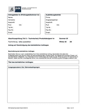 Ausfüllbar Online nordschwarzwald ihk24 PDFTPDAP2 Antrag Genehmigung BA