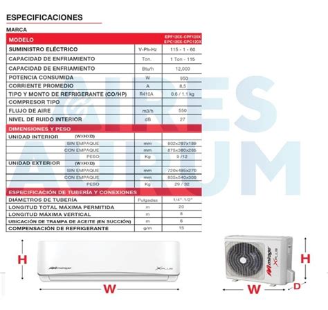 Aire Minisplit 110v Mirage 1 Tonelada 12 000 Btu X Plus Aires Aurum