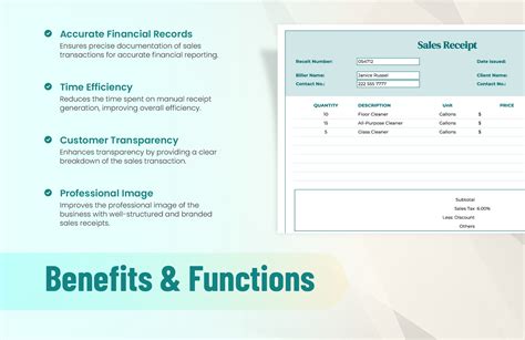 Printable Sales Receipt Template in Excel, Google Sheets - Download ...