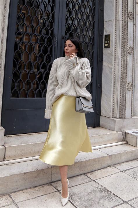 How To Wear A Satin Midi Skirt In Winter Dresses Images Page