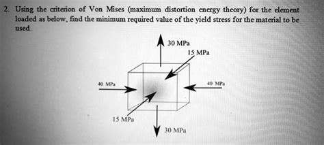 Solved 2 Using The Criterion Of Von Mises Maximum Distortion Energy