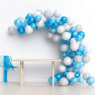 Arco Orgánico de Globos Celeste Plateado Arcos y Set de Globos Co