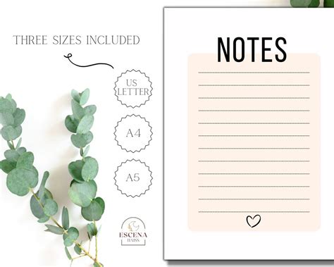 note  templates printable paper student notepaper notes page