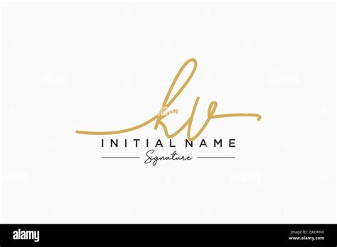 Kv Signature Logo Template Vector Hand Drawn Calligraphy Lettering Vector Illustration Stock