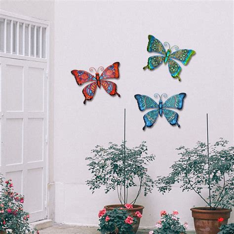 Hongland Wall Decor Butterfly 10 Inch Gorgeous Metal Glass Butterfly