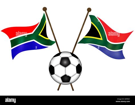 South African Flags With Soccer Ball Stock Photo Alamy