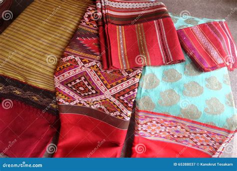 Classical And Unique Design Hand Weaven Thai Silk Fabric Stock Image