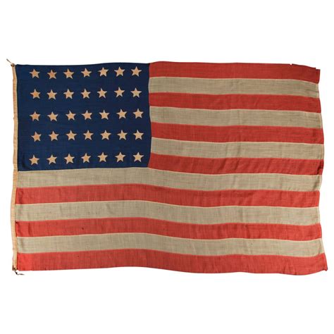 Star Hand Sewn Single Appliqued Civil War Period American Flag At