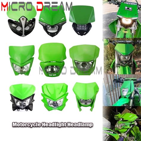 Dirt Bike Motocross Head Light Dual Sport Enduro Green Led H V