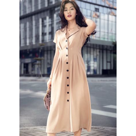 ẢNH THẬT CUỐI Đầm Maxi Sơ Mi Xoè Nude DM899 BigBuy360 bigbuy360 vn