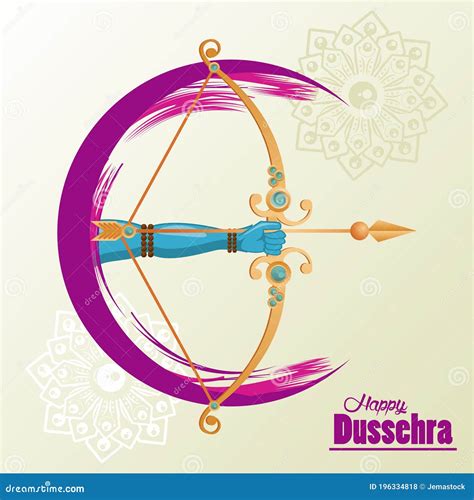 Happy Dussehra Celebration Card with Hand and Arch Stock Vector - Illustration of decorative ...