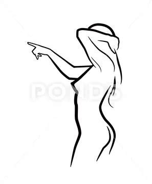 Nude Sexy Girl Black Line Art Silhouette Of Woman Clip Art